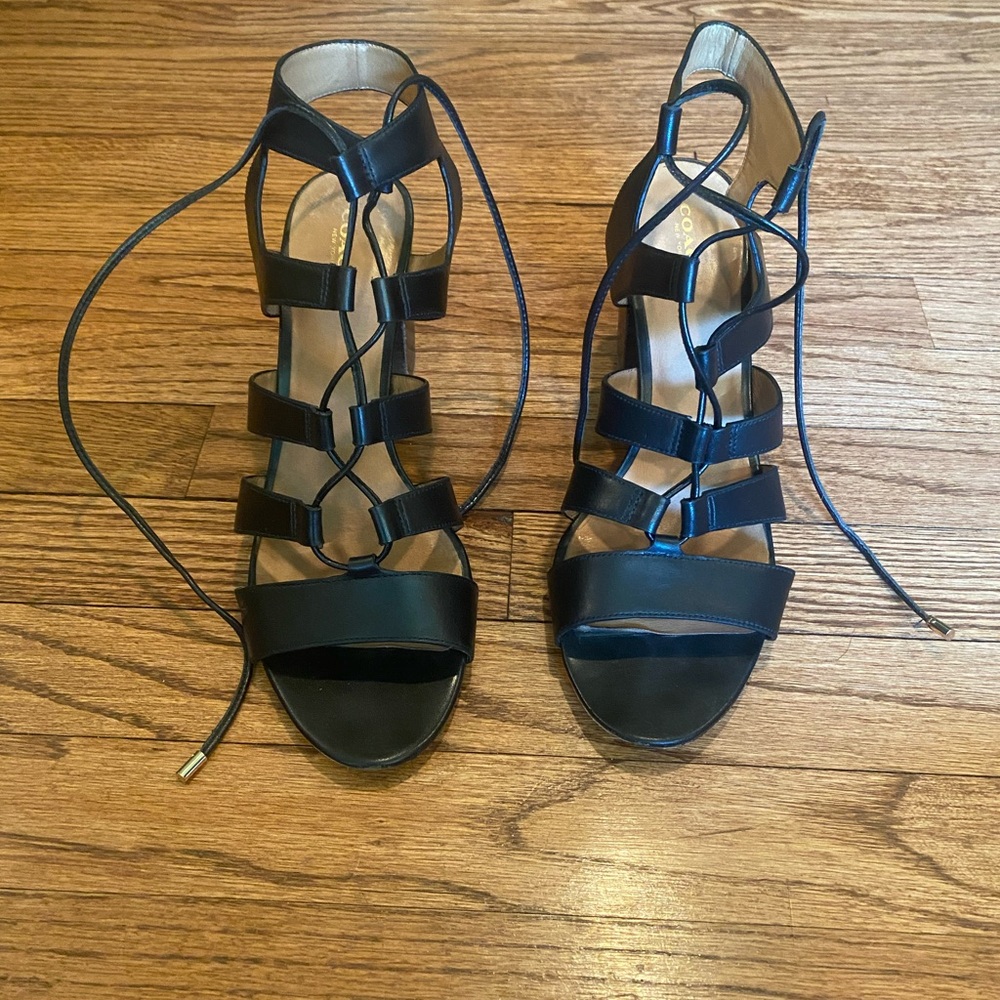 Coach Black Lace-Up Wedges